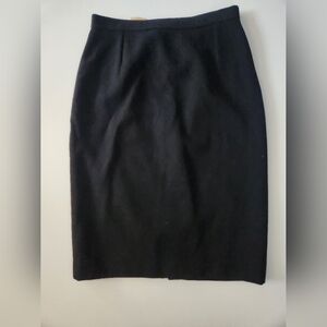 Vintage Valentino Black Wool Pencil Skirt, Size 8/42 Made In Italy